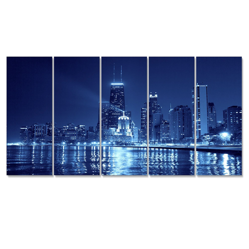 Blue Chicago Skyline Night  Canvas Print