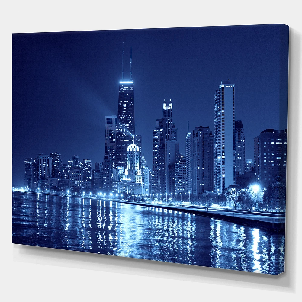 Blue Chicago Skyline Night  Canvas Print