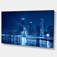 Blue Chicago Skyline Night  Canvas Print