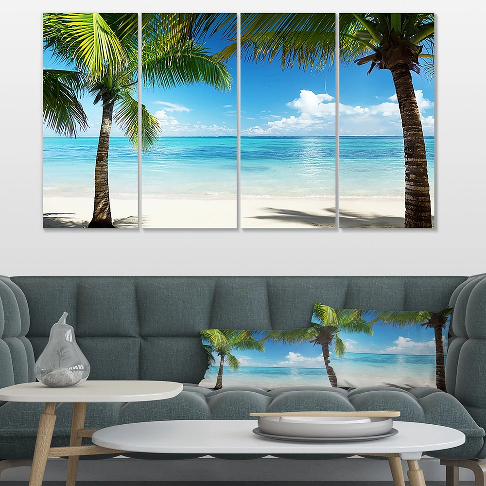 Palm Trees and Sea Canvas Wall Art - 4 Panels