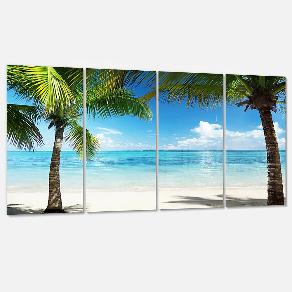 Palm Trees and Sea Canvas Wall Art - 4 Panels