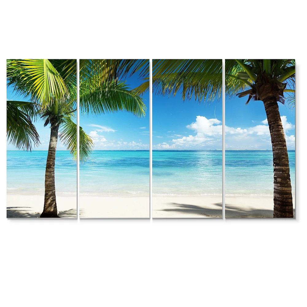 Palm Trees and Sea Canvas Wall Art - 4 Panels