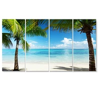 Palm Trees and Sea Canvas Wall Art - 4 Panels