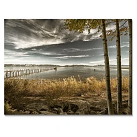 Pier Brown Lake  Canvas Art Print