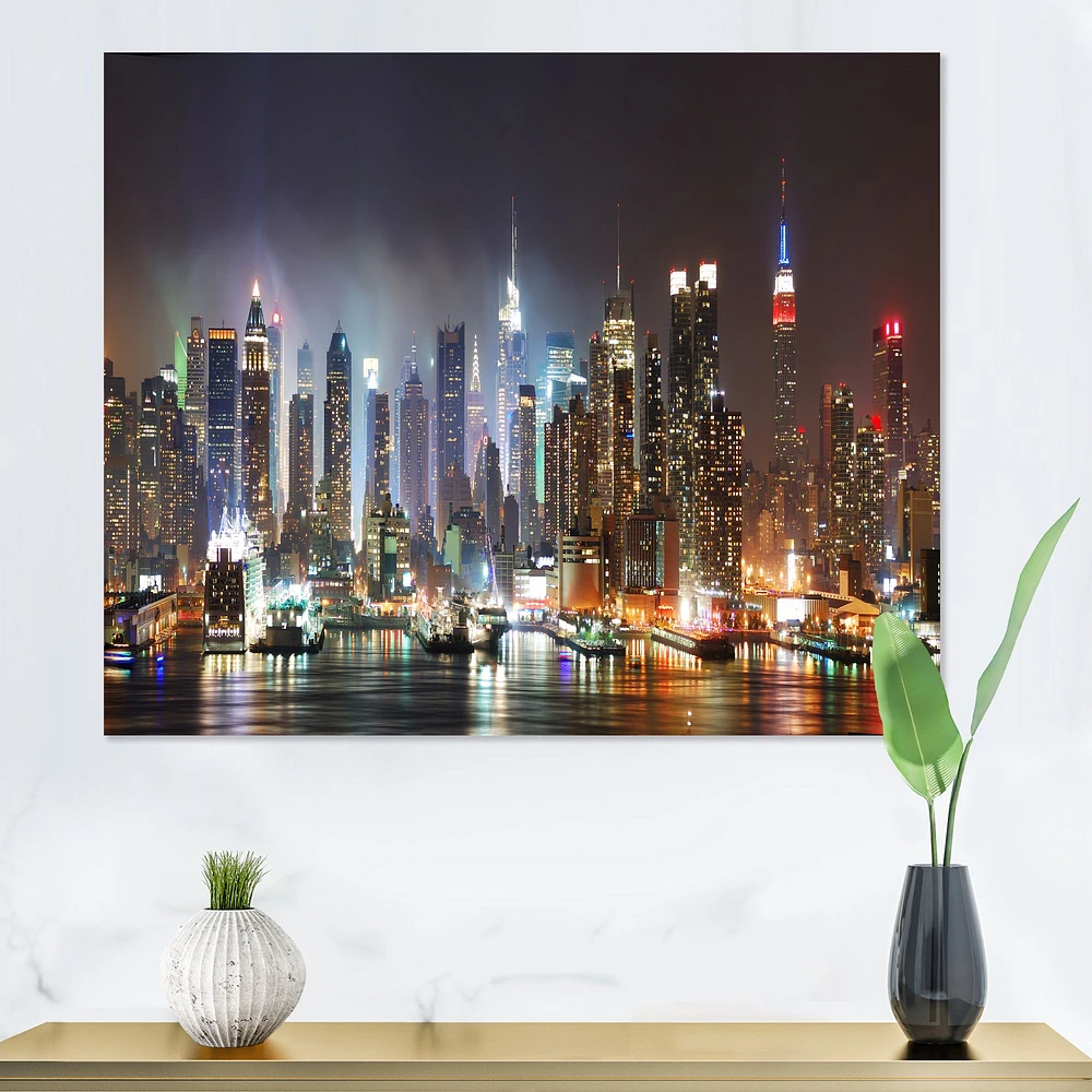 Lit NYC Manhattan Skyline  Canvas Print