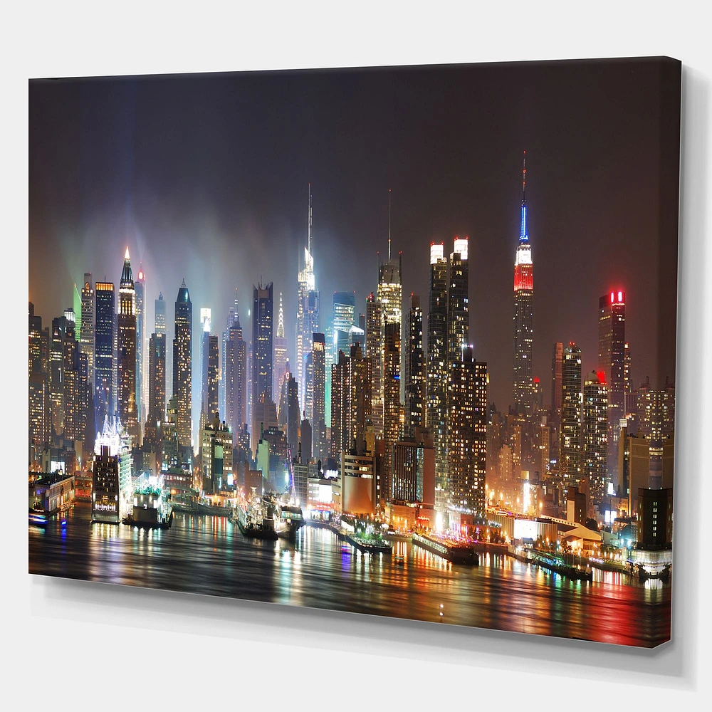 Lit NYC Manhattan Skyline  Canvas Print