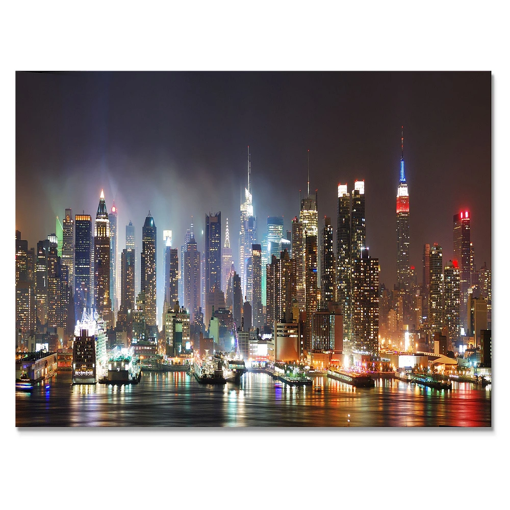 Lit NYC Manhattan Skyline  Canvas Print