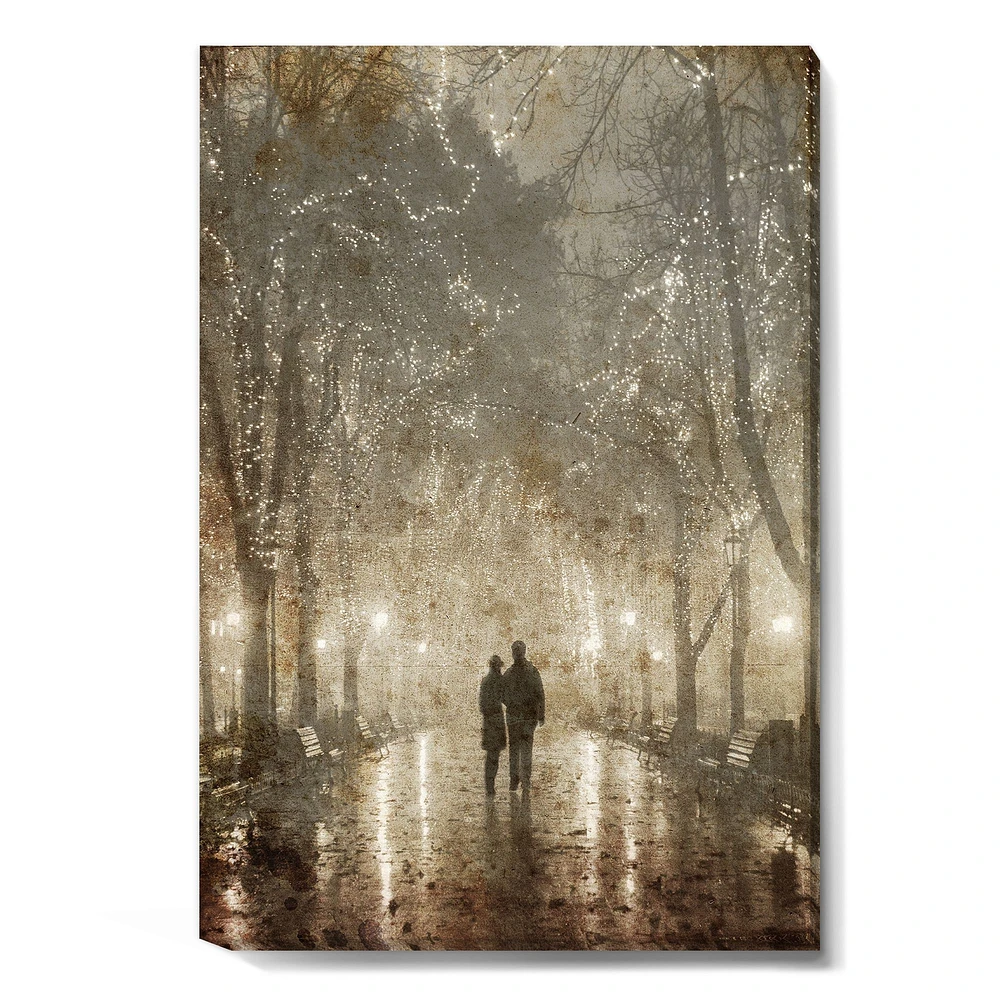 Toile imprimée « Couple Walking Night Lights »