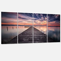 Colorful Sunset Over Lake Canvas Wall Art - 4 Panels