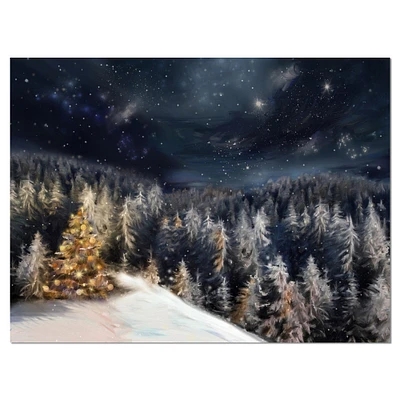 Night Forest Christmas Tree  Wall Art