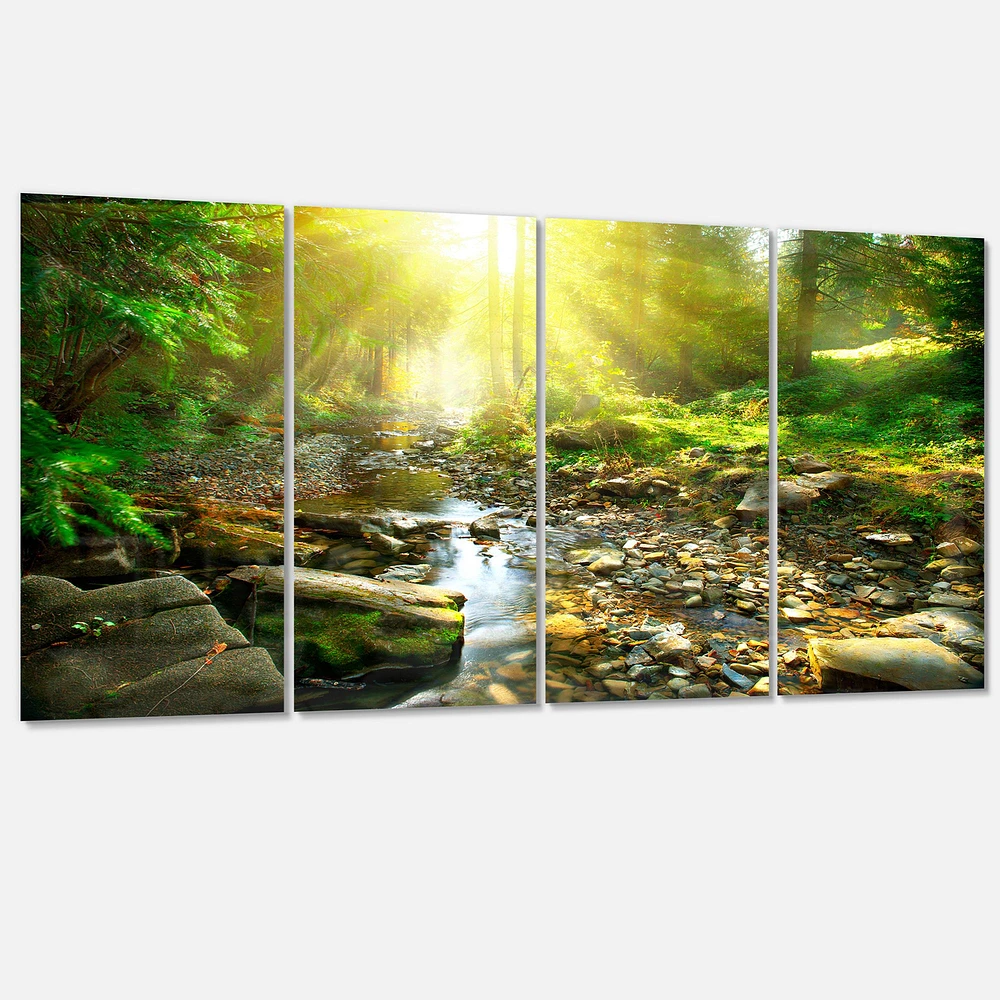 Mountain Stream Forest  Canvas Wall Art