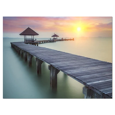 Wooden Sea Bridge and Sunset  Wall Art
