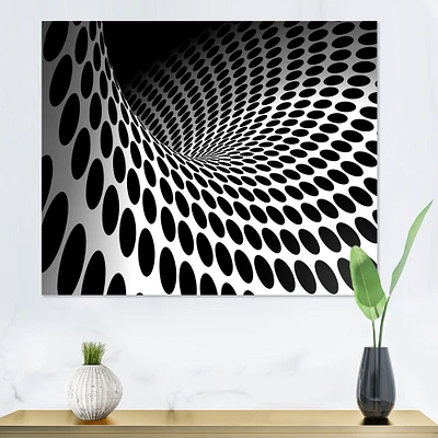 Waves and Circles Black White  Art Canvas Print