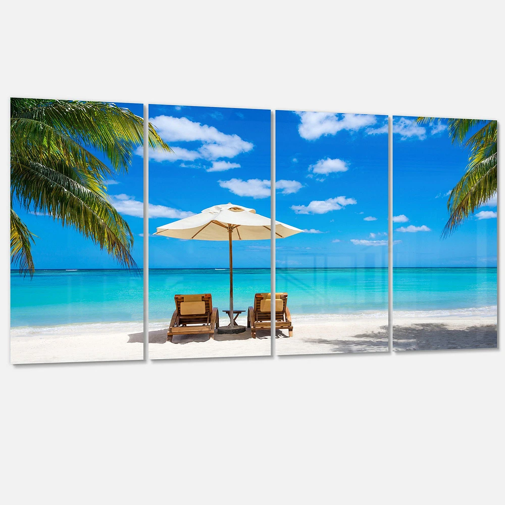 Turquoise Beach with Chairs    Canvas Print