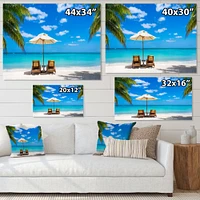 Turquoise Beach with Chairs  Canvas Print