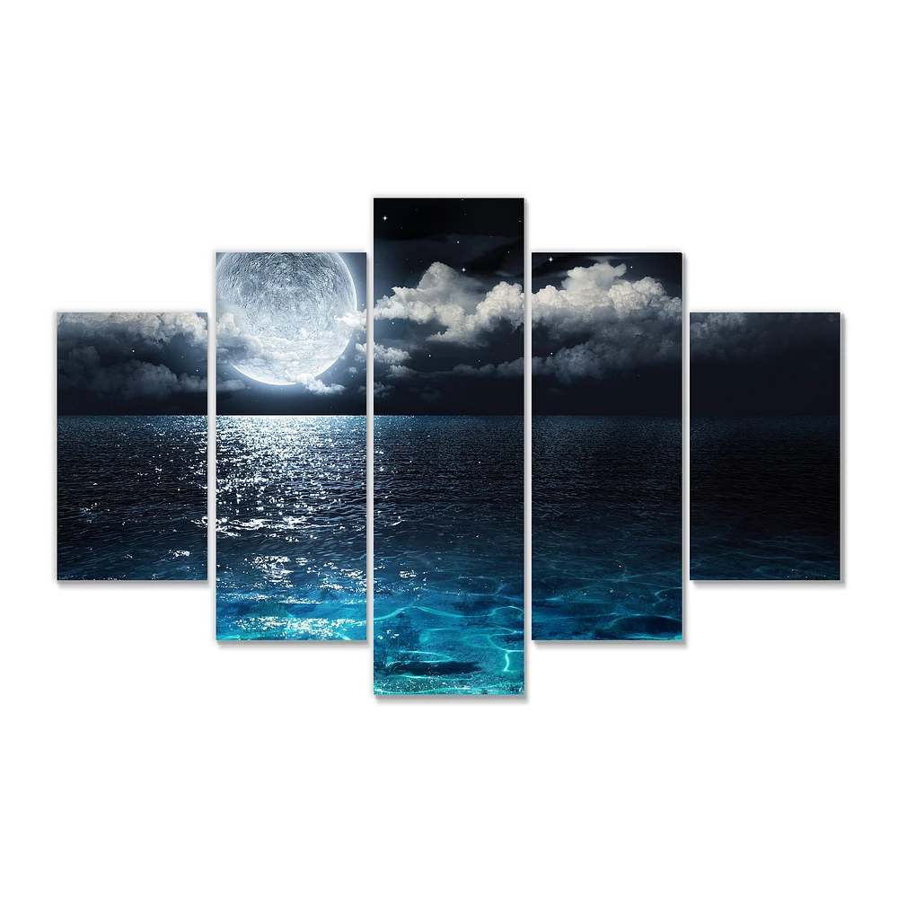 Romantic Full Moon Over Sea  Canvas Art Print