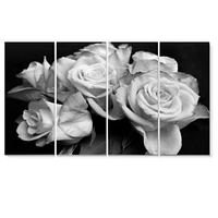 Bunch of Roses Black and White Canvas Art Print Panels