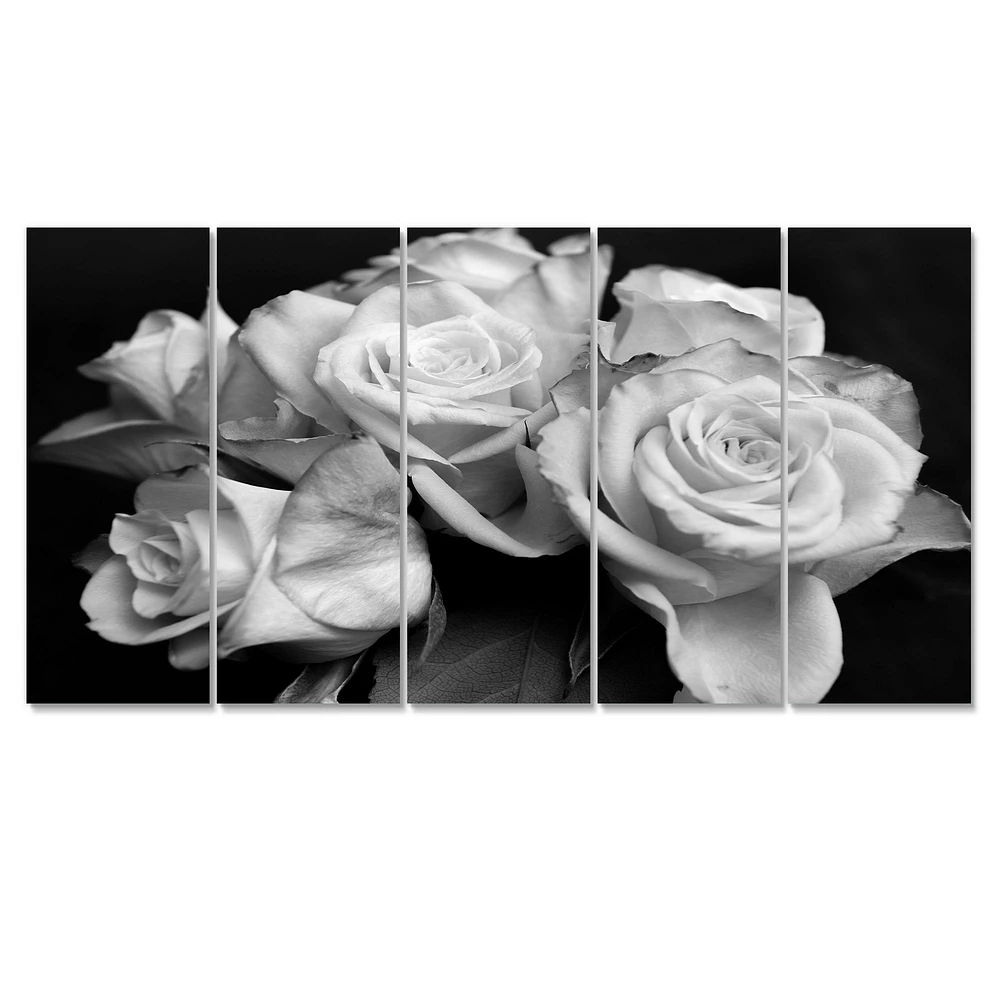 Bunch of Roses Black and White Canvas Art Print Panels