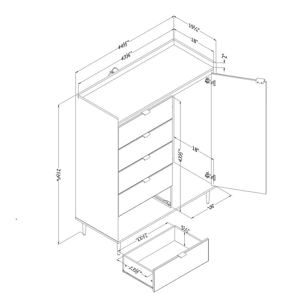 Hype 5-Drawers Door Chest in Winter Oak by South Shore Furniture