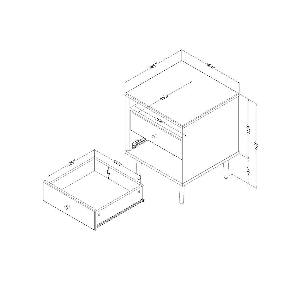 Dylane 2-Drawer Nightstand Pure White by South Shore Furniture