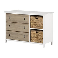 Cotton Candy 3-Drawer Dresser in Pure White and Rustic Oak by South Shore Furniture