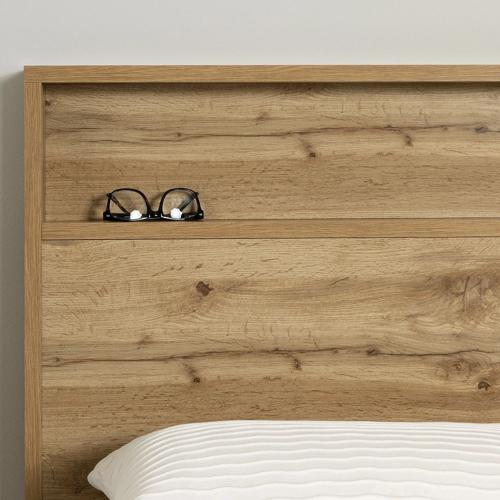 South Shore Furniture Cavalleri Full/Queen Headboard with Storage Shelf - Nordik Oak