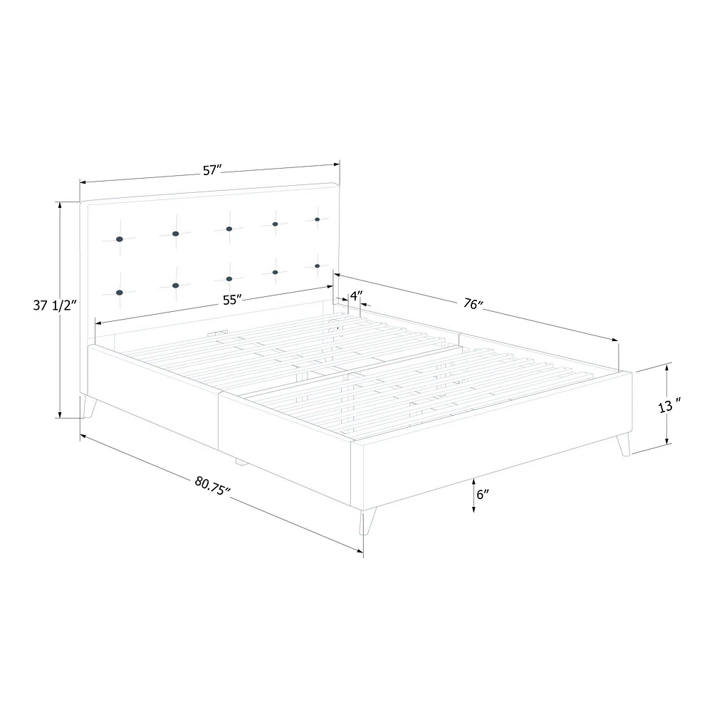 Dylane Full Upholstered Platform Bed and Headboard in Soft Grey by South Shore Furniture