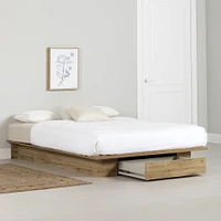 South Shore Furniture Cavalleri Full/Queen Platform Bed with Drawer - Nordik Oak