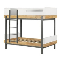 Lit jumeau superposé Bebble en bois naturel et gris par South Shore Furniture