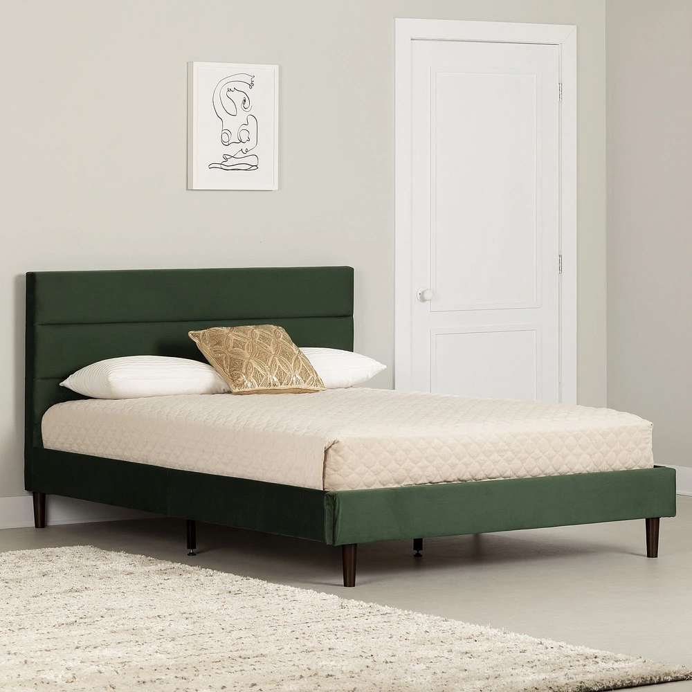 Hype Queen Upholstered Complete Platform Bed Green by South Shore Furniture