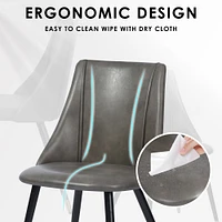 Set of 2 Smeg Modern Leather Dining Chair 32.7" - Grey by Maison Classique