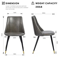 Set of 2 Smeg Modern Leather Dining Chair 32.7" - Grey by Maison Classique