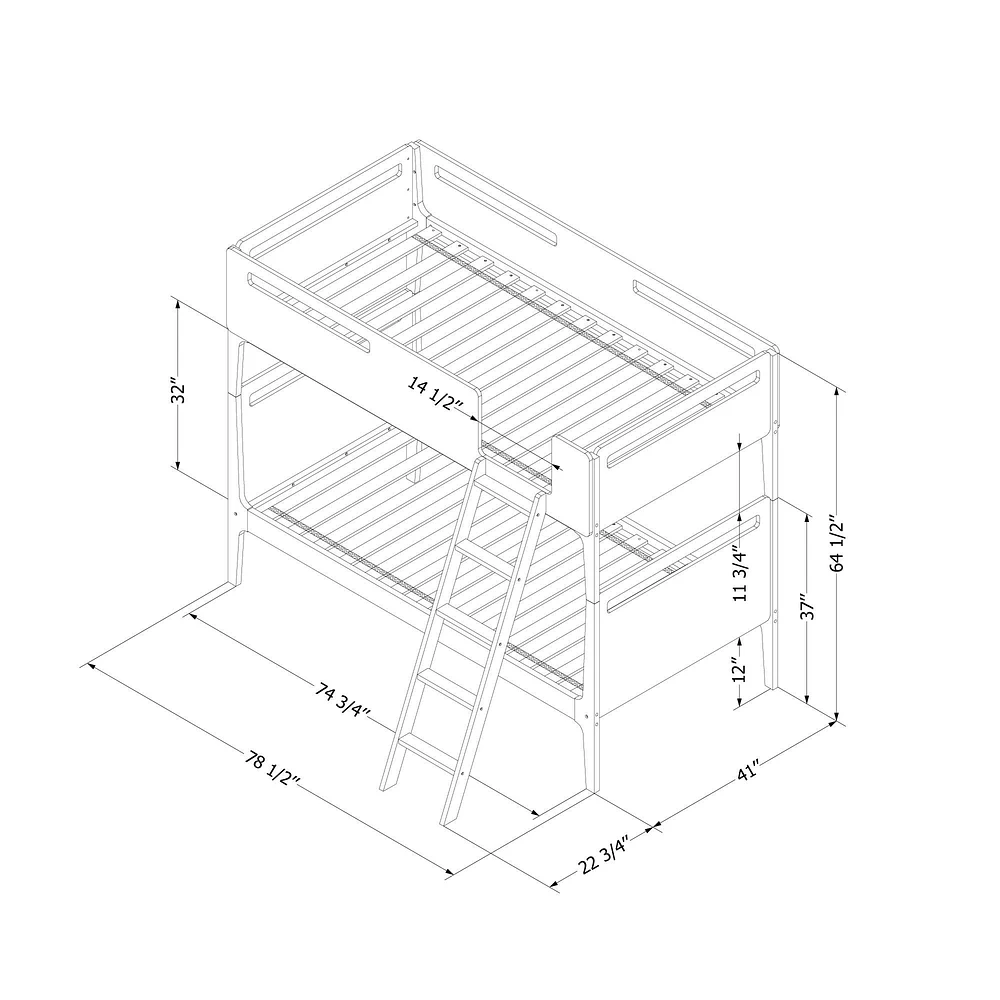 Bebble Twin Modern Bunk Bed White and Natural by South Shore Furniture