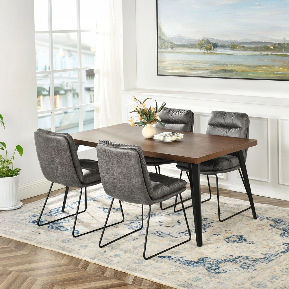 Dining Set with Grey Chairs, Set of 5