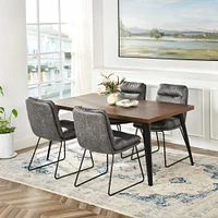 Dining Set with Grey Chairs, Set of 5