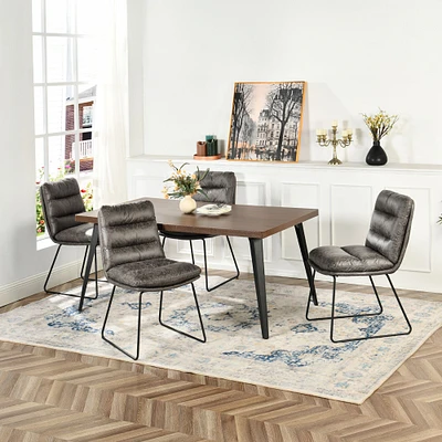Dining Set with Grey Chairs, Set of 5