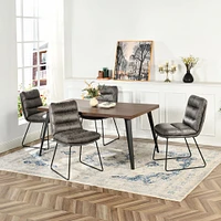 Dining Set with Grey Chairs, Set of 5