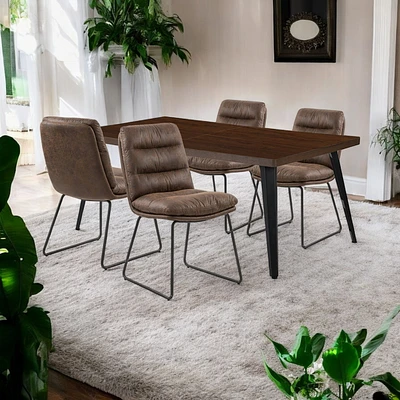 Dining Set with Dark Brown Chairs, Set of 5