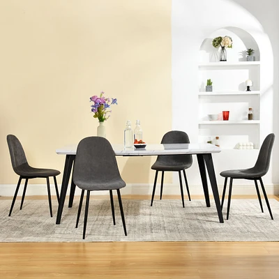 Maison Classique Modern 5-Piece Dining Set with Marble Table and Chairs