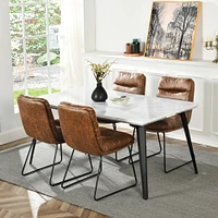 Ensemble de salle à manger en marbre avec chaises marron, ensemble de 5