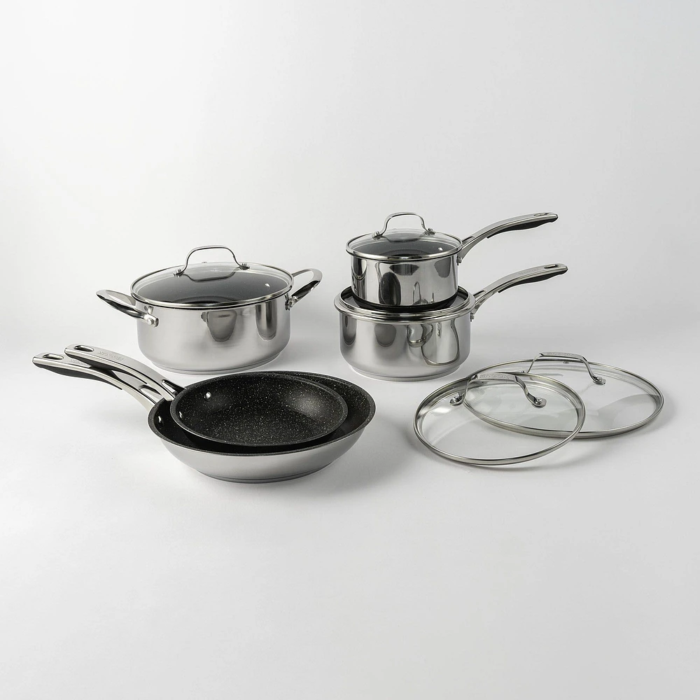 Starfrit The Rock Stainless Steel Cookware Set, 10 Pieces