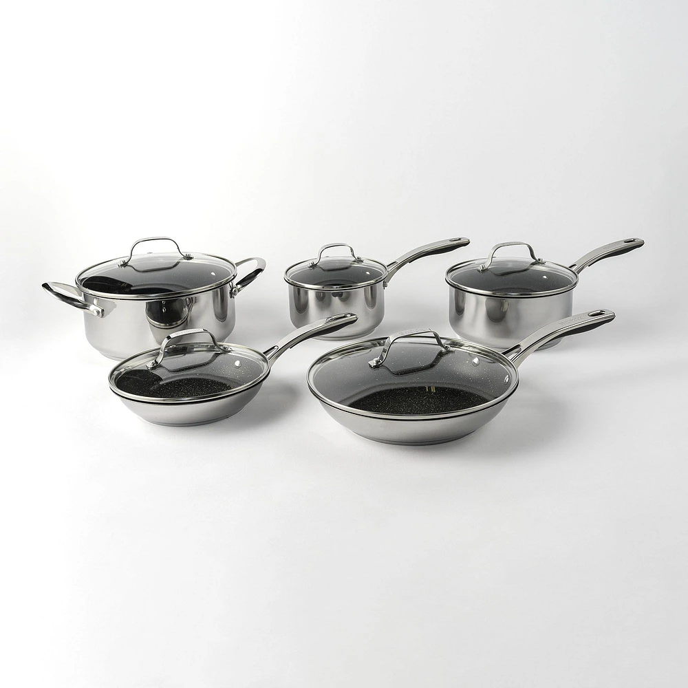 Starfrit The Rock Stainless Steel Cookware Set, 10 Pieces