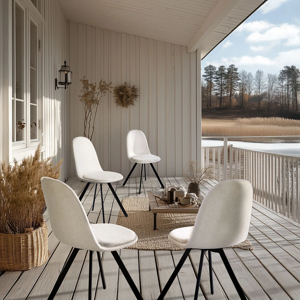 Set of 4 Beige Swivel Dining Chair by Maison Classique