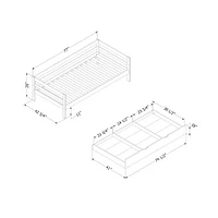 Sweedi Twin Solid Wood Daybed with Trundle Bed Natural Wood by South Shore Furniture