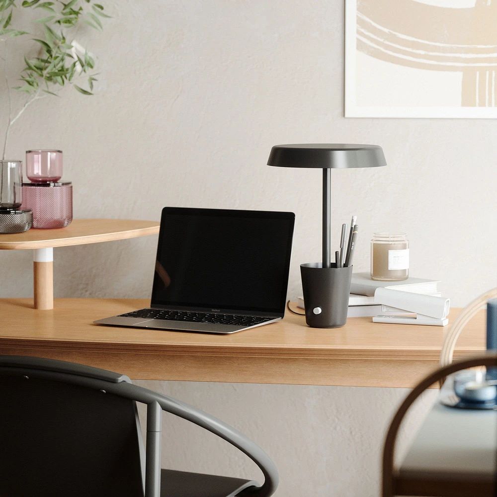 Lampe de table avec tasse de rangement - Noir