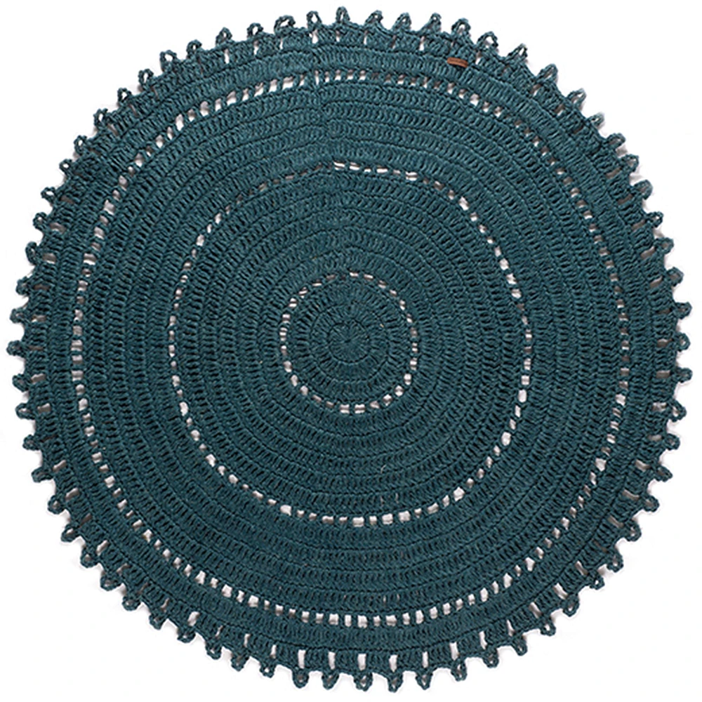 Tapis rond 100% coton - Bleu pigeon