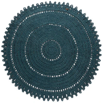 Tapis rond 100% coton - Bleu pigeon