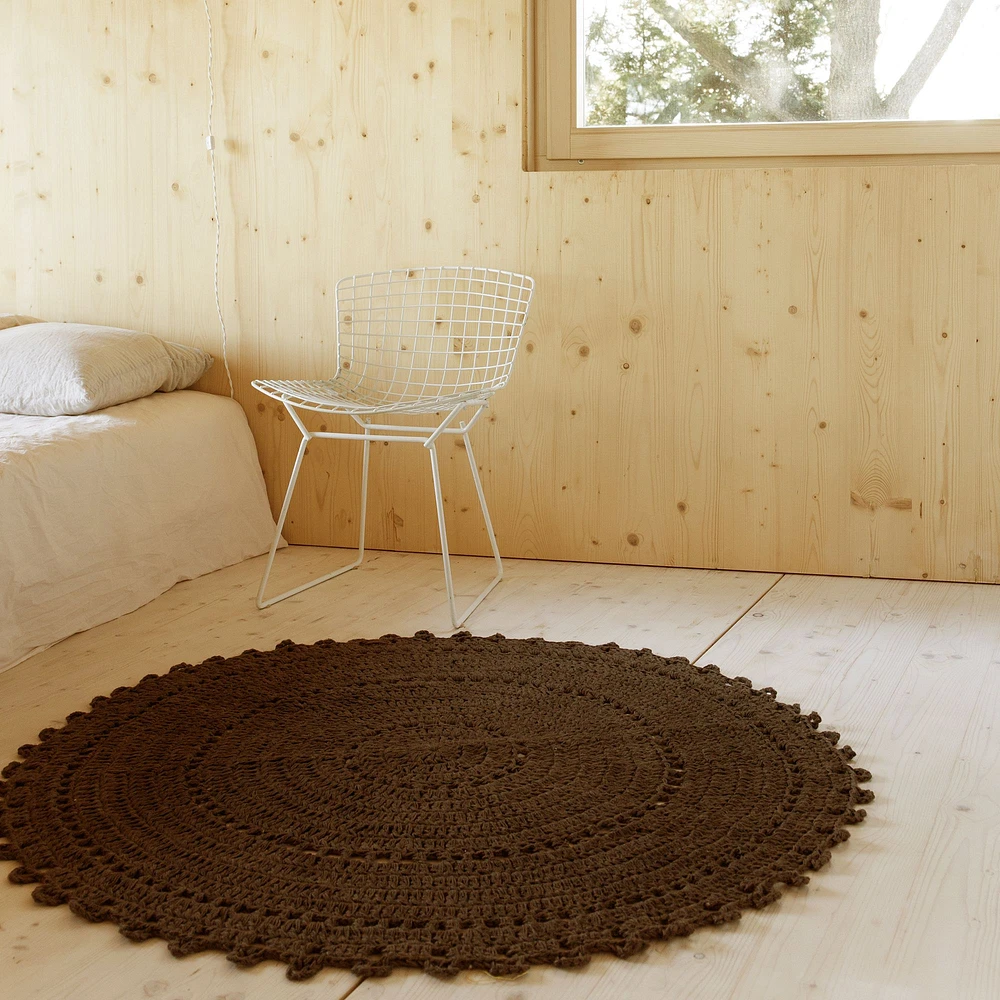 100% Cotton Round Rug - Grey