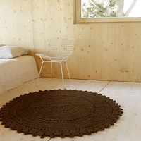 100% Cotton Round Rug - Grey