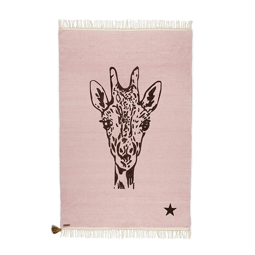 100% Cotton Giraffe Rug - Pink